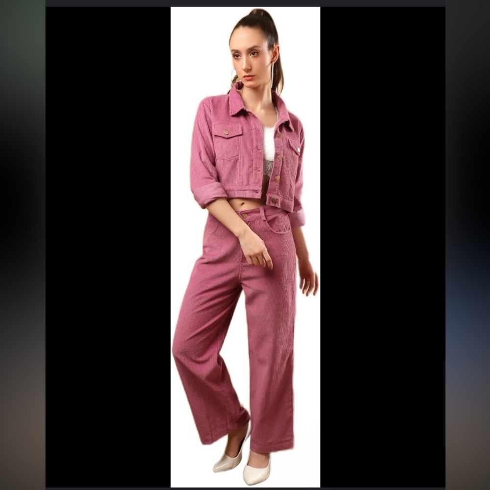 Bani Women Mauve corduroy Wide Leg Pants
